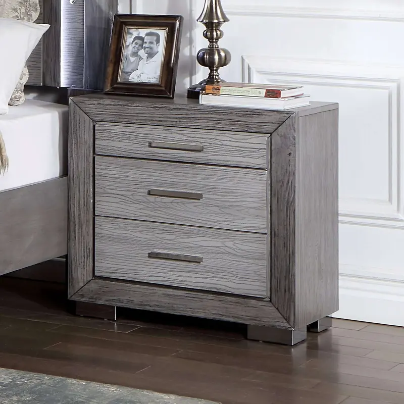 Raiden Night Stand With Usb In Gray