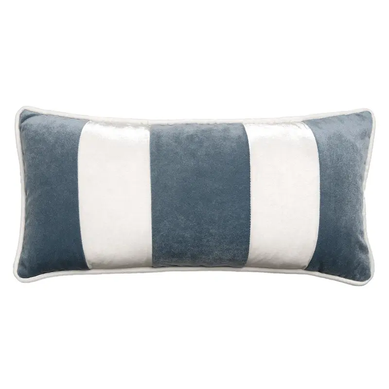 Banded Velvet Performance Pillows Sky Kevin O\'Brien