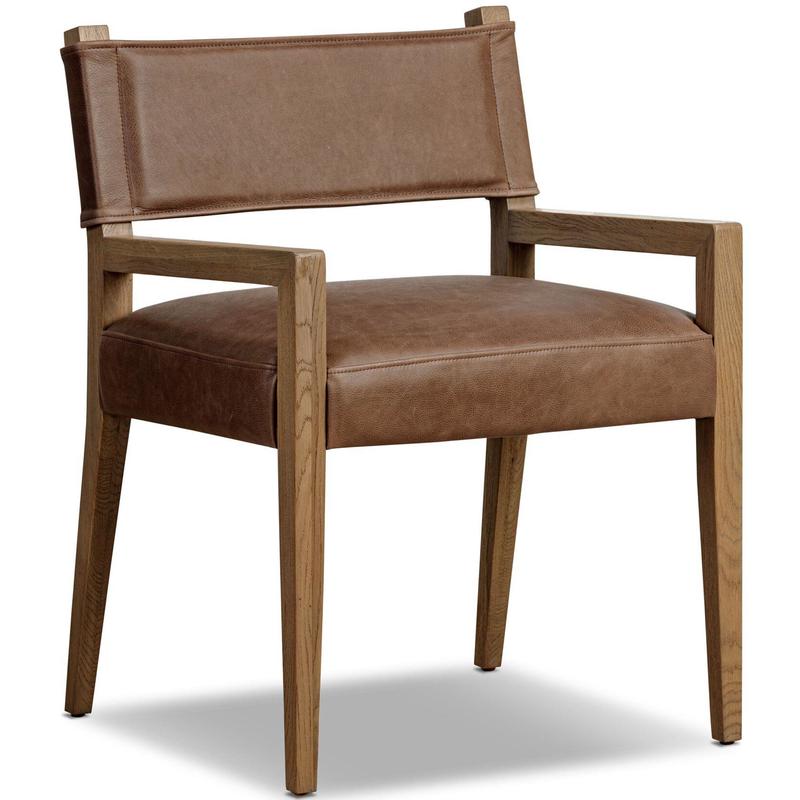 Ferris Leather Dining Arm Chair, Palermo Cigar by Four Hands