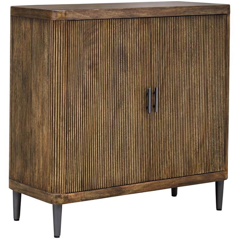 Pinstripe 2 Door Cabinet, Light Walnut