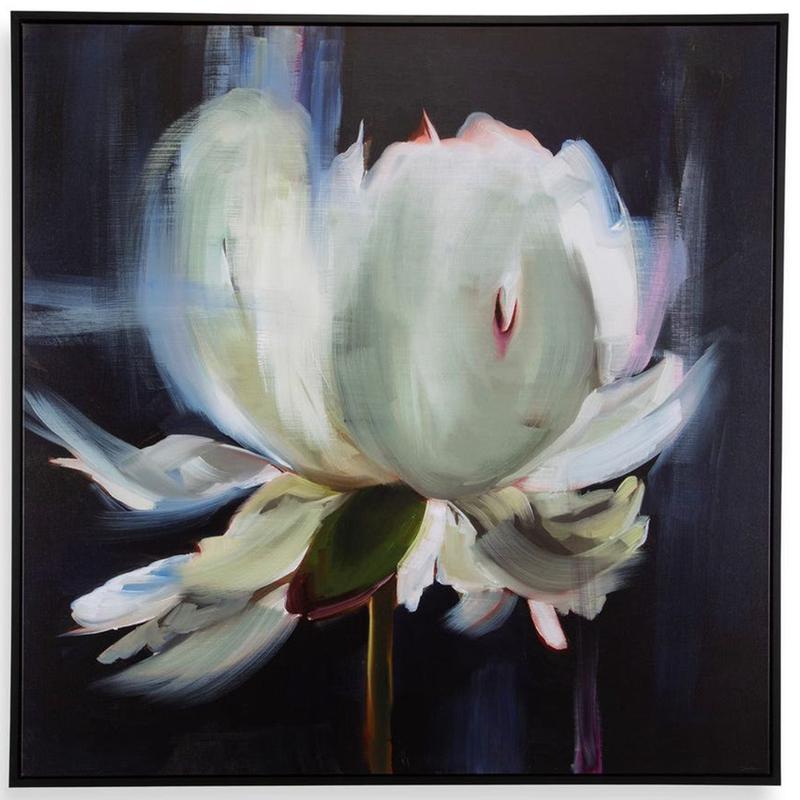 Peony Framed Canvas, Black