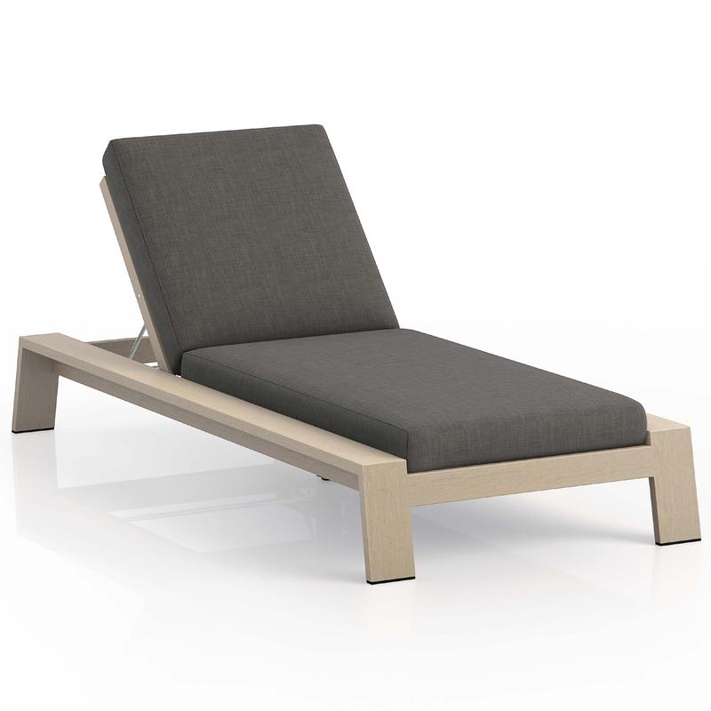 Monterey Outdoor Chaise, Charcoal/Washed Brown by Four Hands