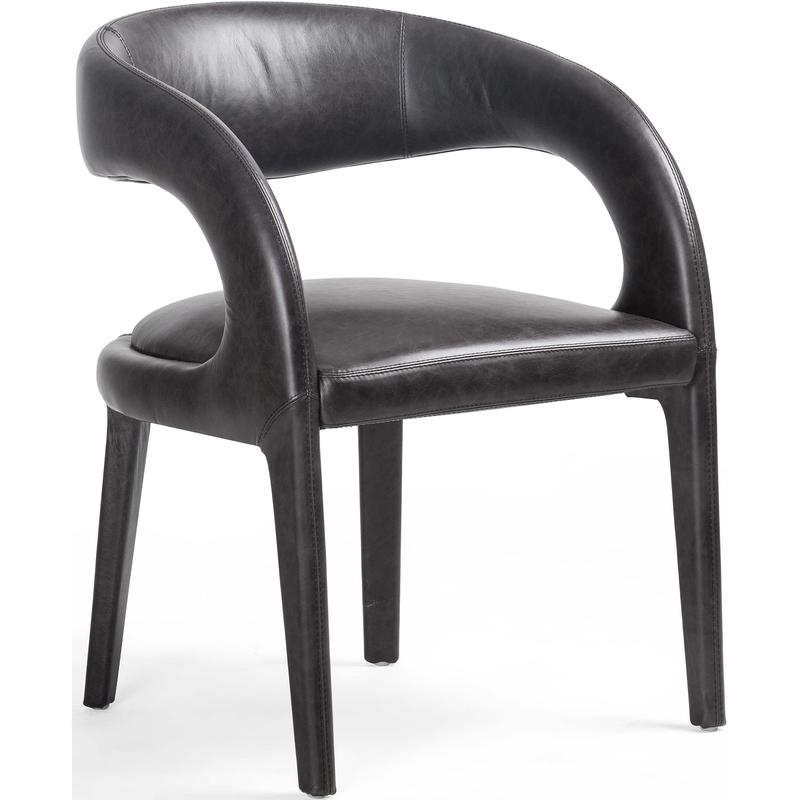 Hawkins Leather Dining Chair, Sonoma Black, Set of 2 by Four Hands