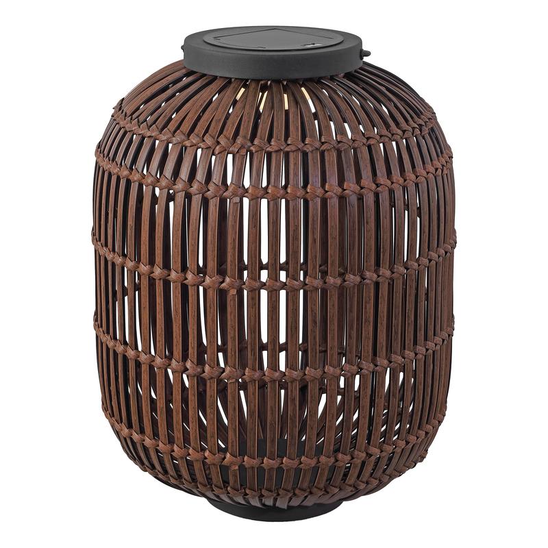 Nara 20.5\" Modern Global Faux Rattan Integrated Indoor/Outdoor LED Solar Powered Lantern