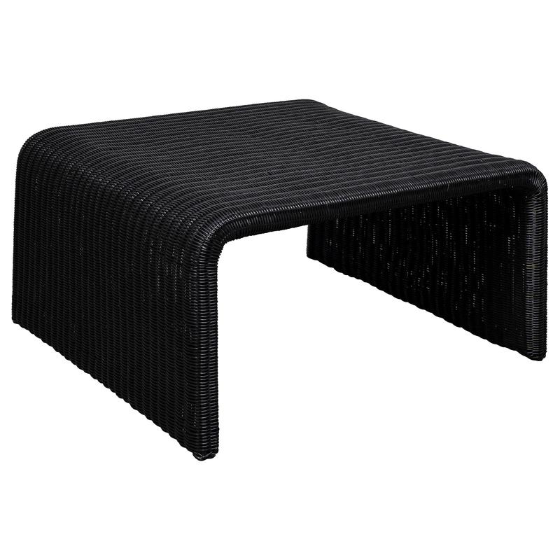 Woods Woven Rattan Square Coffee Table in Black