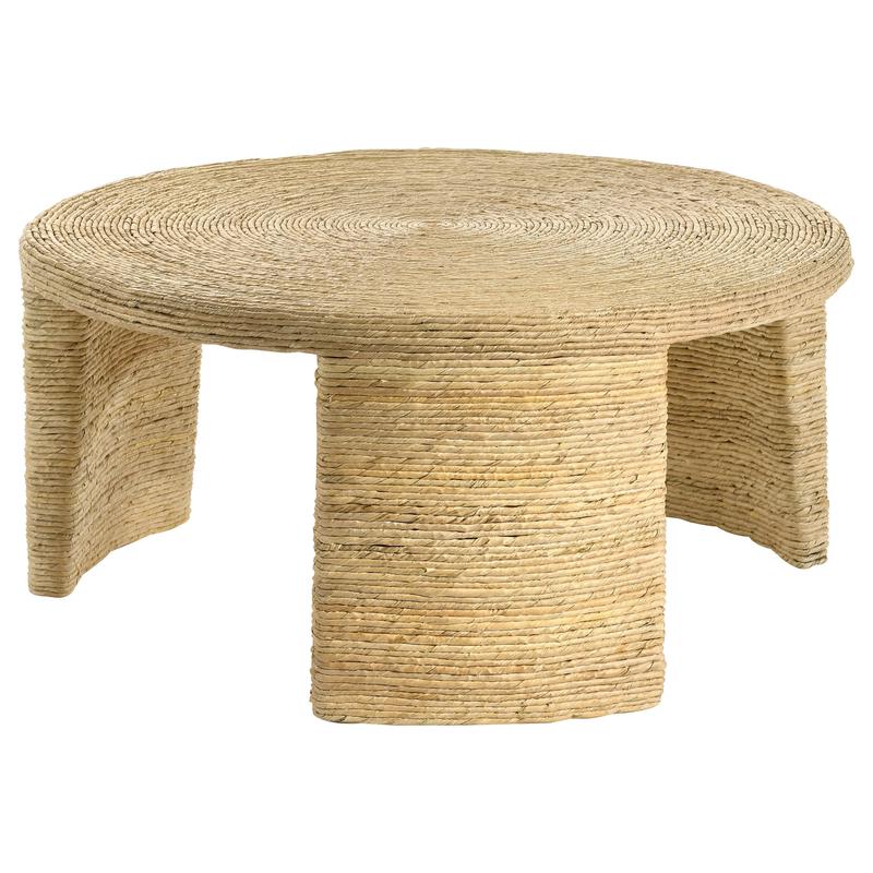 Mize Woven Rattan Round Coffee Table in Natural