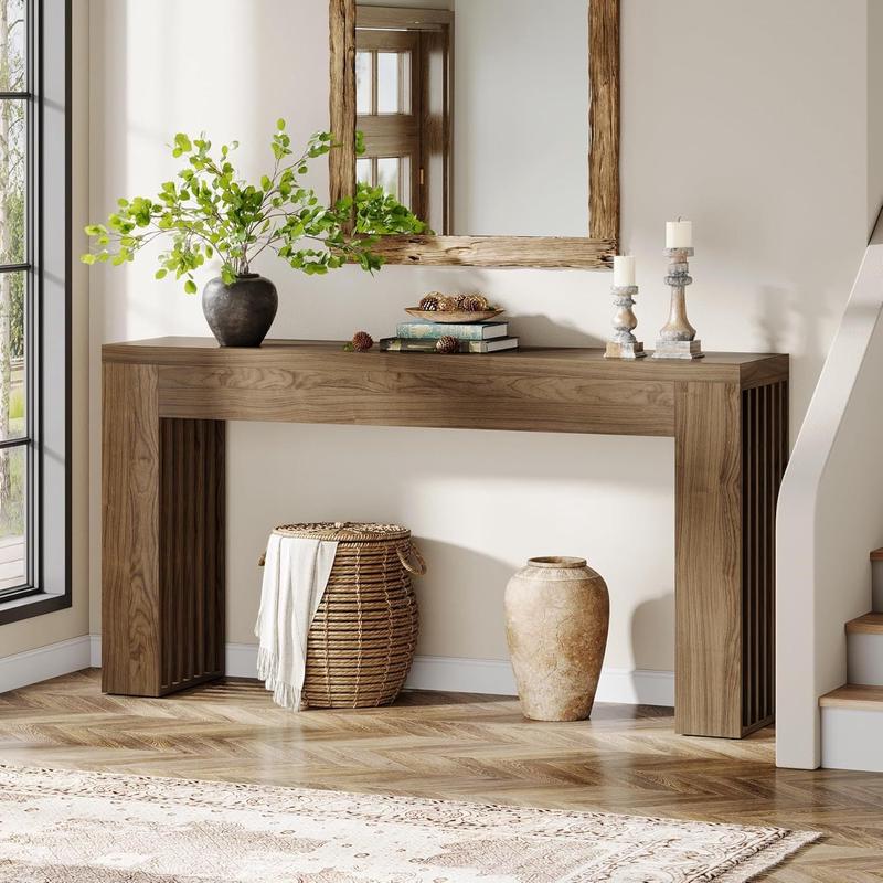 Langley Farmhouse Console Table with Vertical Slat Legs