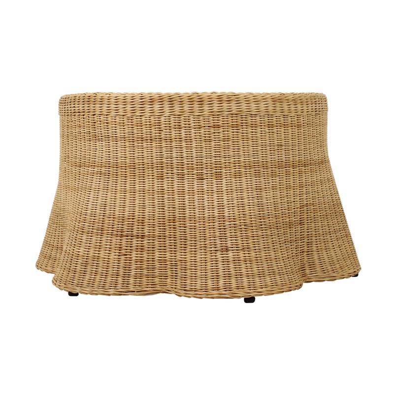 Mira Rattan Coffee Table With Scalloped Base