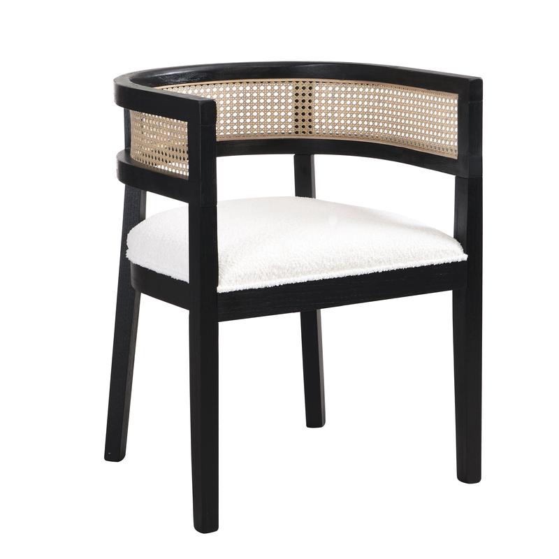 Barrel Dining Chair with Rattan Back, Set of 2