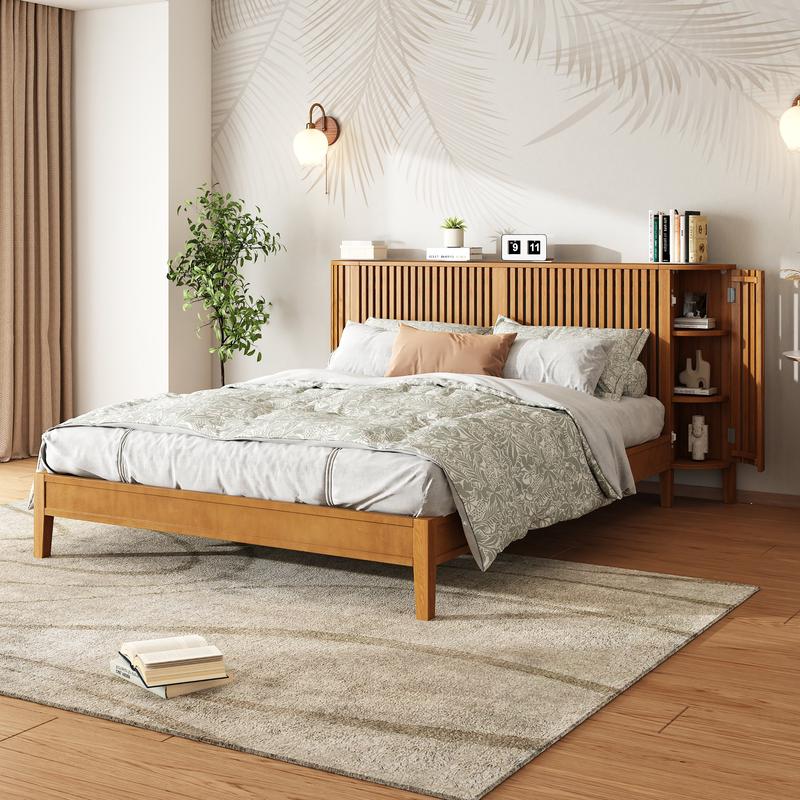 Slat Design Solid Wood Bed