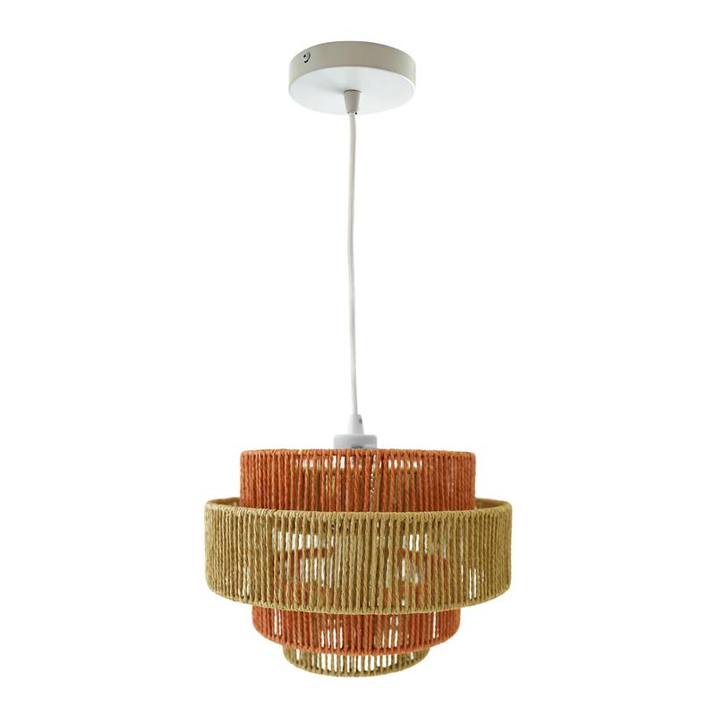 Dorset Pendant Lamp in White and Natural/Terracotta