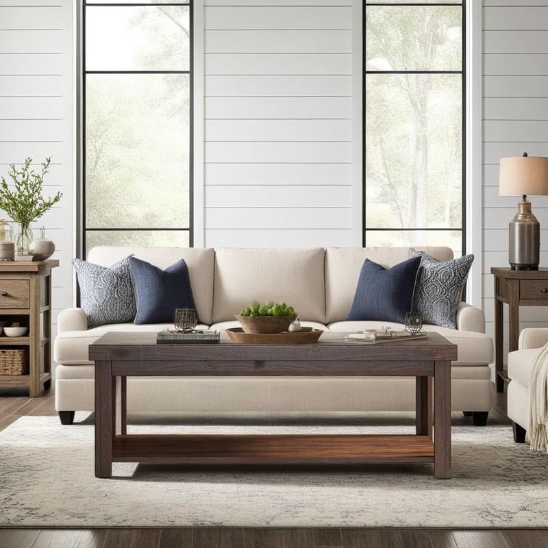 Farmhouse Rustic Rectangular Coffee Table
