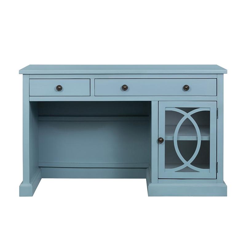 Wooden Desk with Glass Door and 2 Drawers