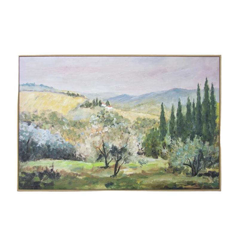 Tuscan Hills Hand Painted Floating Framed Wall Art Print 24×36 Inches