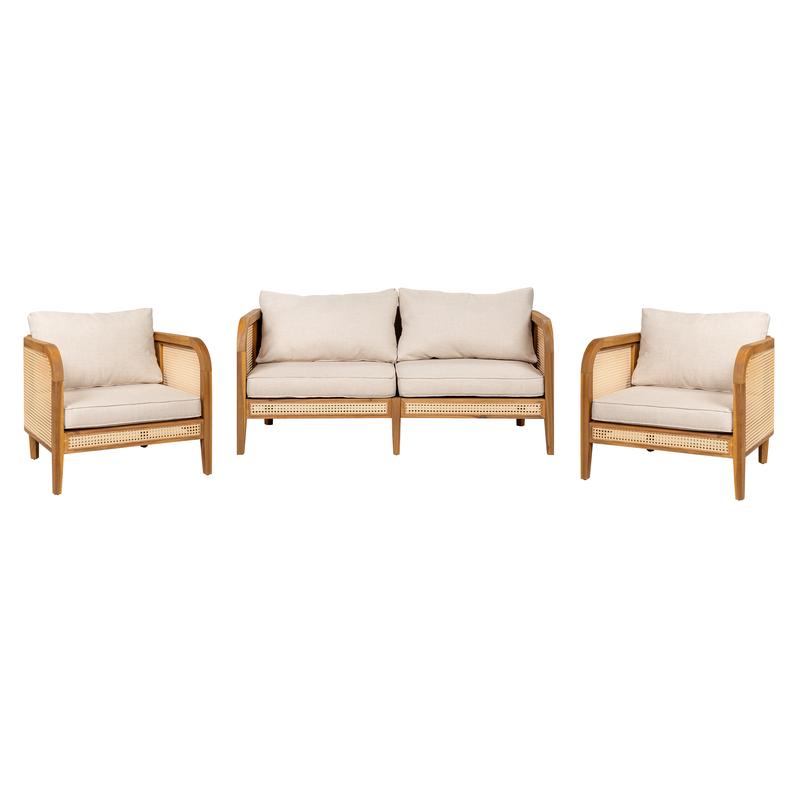 Kirkby 3 Piece Outdoor Patio Cushioned Chat Set