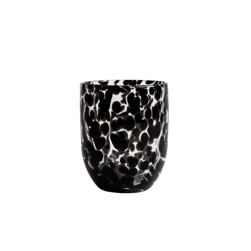 Confetti Glasses, Handblown Glass Tumbler in Black, Set of 6
